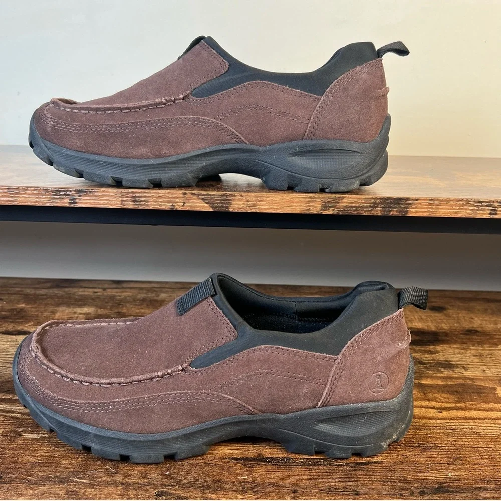 Lands End Suede Shoes Brown Slip On Rugged Sole Casual Men's 8